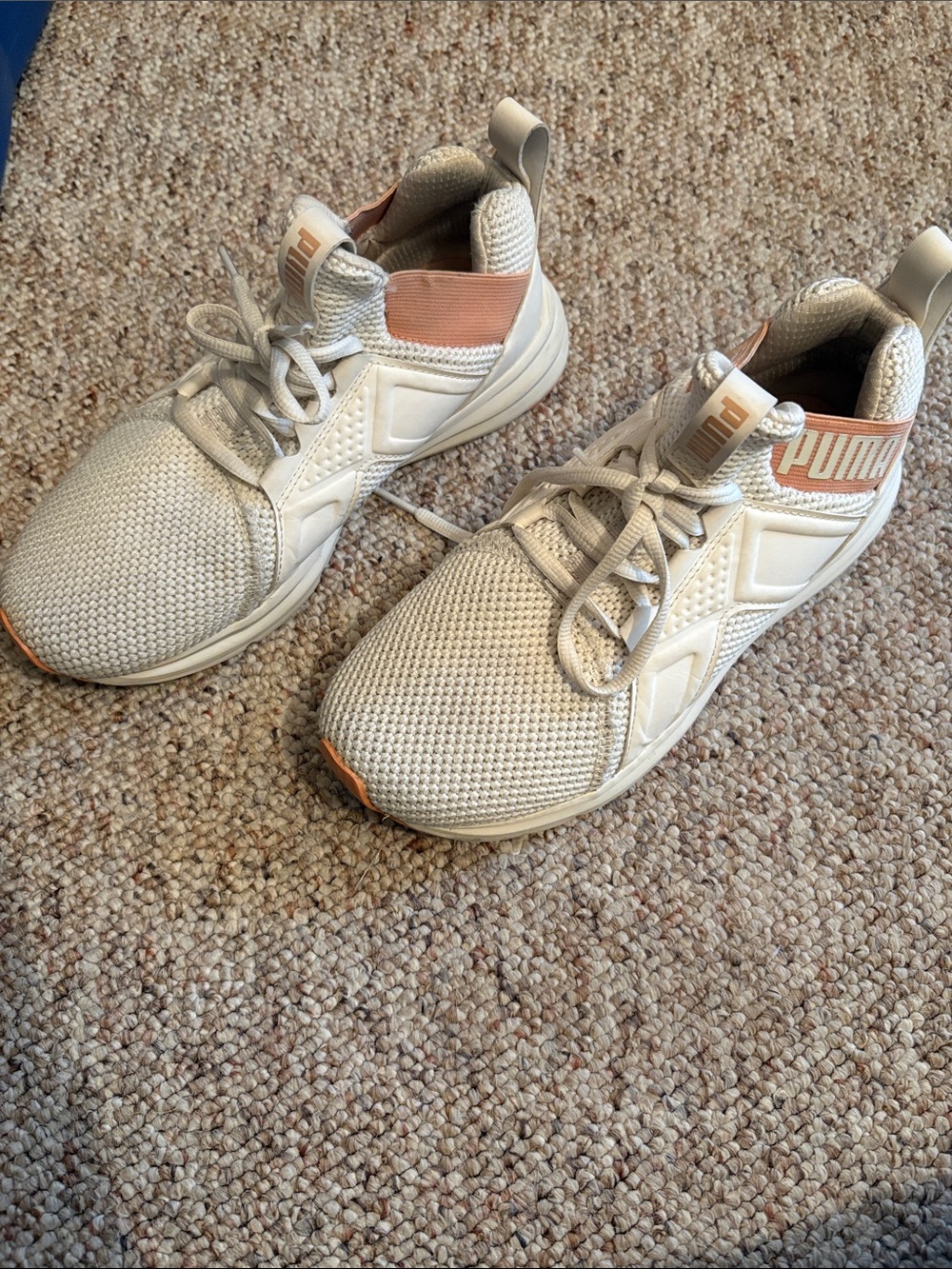 Puma Cream and Blush Mesh Lace-Up Sneakers